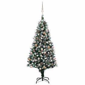 Árbol de Navidad helado con luces, bolas y piñas 150 cm en Decoración Festiva y Estacional | Comprar online en Foru.es