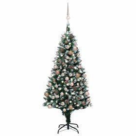 Árbol de Navidad helado con luces, bolas y piñas 150 cm en Decoración Festiva y Estacional | Comprar online en Foru.es