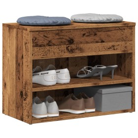 Banco zapatero madera ingeniería madera envejecida 60x30x45 cm en Zapateros y organizadores de calzado | Comprar online en Foru.