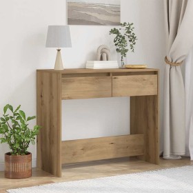 Mesa consola madera de ingeniería roble artesanal 89x41x76,5 cm en Mesas auxiliares | Comprar online en Foru.es