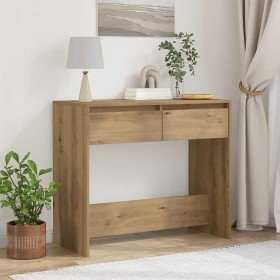 Mesa consola madera de ingeniería roble artesanal 89x41x76,5 cm en Mesas auxiliares | Comprar online en Foru.es