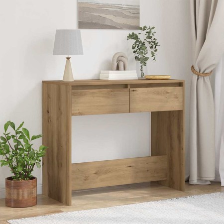 Mesa consola madera de ingeniería roble artesanal 89x41x76,5 cm en Mesas auxiliares | Comprar online en Foru.es