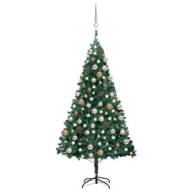 Árbol de Navidad preiluminado con luces y bolas verde 150 cm en Decoración Festiva y Estacional | Comprar online en Foru.es