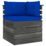 Sofá de esquina de palés para jardín con cojines madera de pino de vidaXL, Sofás modulares de exterior - Ref: Foro24-3061657,...
