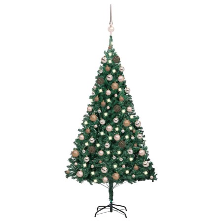 Árbol de Navidad preiluminado con luces y bolas verde 180 cm en Decoración Festiva y Estacional | Comprar online en Foru.es
