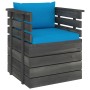 Sillón de jardín con cojines madera de pino de vidaXL, Sofás modulares de exterior - Ref: Foro24-3061723, Precio: 105,85 €, D...