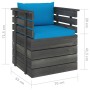 Sillón de jardín con cojines madera de pino de vidaXL, Sofás modulares de exterior - Ref: Foro24-3061723, Precio: 105,85 €, D...