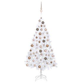 Árbol de Navidad preiluminado con luces y bolas blanco 120 cm en Decoración Festiva y Estacional | Comprar online en Foru.es
