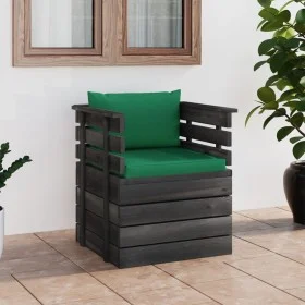 Sillón de jardín con cojines madera de pino de vidaXL, Sofás modulares de exterior - Ref: Foro24-3061724, Precio: 88,52 €, De...