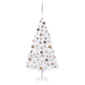 Árbol de Navidad preiluminado con luces y bolas blanco 150 cm en Decoración Festiva y Estacional | Comprar online en Foru.es