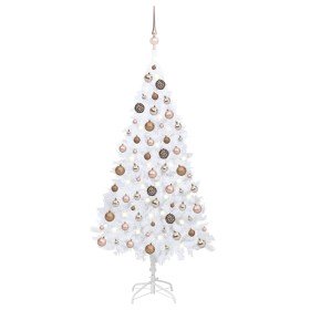 Árbol de Navidad preiluminado con luces y bolas blanco 150 cm en Decoración Festiva y Estacional | Comprar online en Foru.es