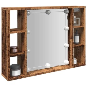 Mueble con espejo y LED madera ingeniería envejecida 76x15x55cm en Armarios y almacenamiento | Comprar online en Foru.es