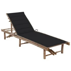 Tumbona de jardín con cojín bambú de vidaXL, Tumbonas - Ref: Foro24-3061639, Precio: 210,90 €, Descuento: %