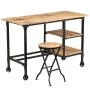 Escritorio y taburete plegable madera maciza mango 115x50x76 cm de vidaXL, Escritorios - Ref: Foro24-245261, Precio: 250,60 €...