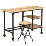 Escritorio y taburete plegable madera maciza mango 115x50x76 cm de vidaXL, Escritorios - Ref: Foro24-245261, Precio: 250,60 €...
