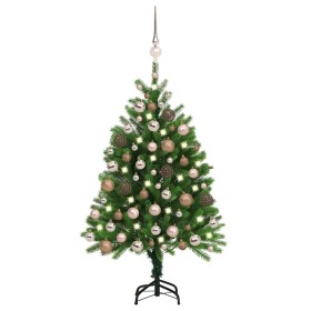 Árbol de Navidad preiluminado con luces y bolas verde 120 cm en Decoración Festiva y Estacional | Comprar online en Foru.es