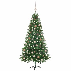 Árbol de Navidad preiluminado con luces y bolas verde 180 cm en Decoración Festiva y Estacional | Comprar online en Foru.es