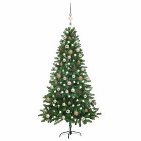Árbol de Navidad preiluminado con luces y bolas verde 180 cm en Decoración Festiva y Estacional | Comprar online en Foru.es