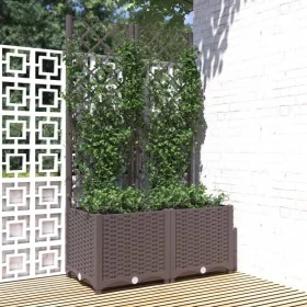 Jardinera con enrejado PP marrón 80x40x136 cm de vidaXL, Maceteros y jardineras - Ref: Foro24-318261, Precio: 95,20 €, Descue...