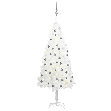 Árbol de Navidad preiluminado con luces y bolas blanco 180 cm en Decoración Festiva y Estacional | Comprar online en Foru.es