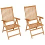Sillas de jardín 2 uds con cojines grises madera maciza de teca de vidaXL, Sillas de jardín - Ref: Foro24-3062377, Precio: 26...
