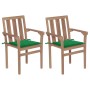 Sillas de jardín 2 unidades con cojines verde madera de teca de vidaXL, Sillas de jardín - Ref: Foro24-3062213, Precio: 254,5...