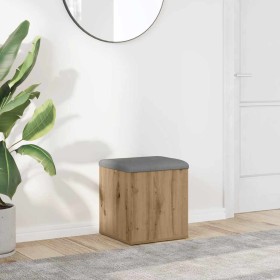 Banco almacenaje madera ingeniería roble artesanal 42x42x45 cm en Bancos para recibidores y almacenamiento | Comprar online en F