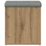 Banco almacenaje madera ingeniería roble artesanal 42x42x45 cm en Bancos para recibidores y almacenamiento | Comprar online en F
