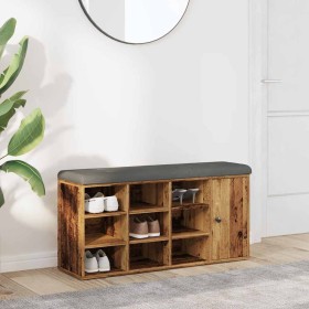 Banco zapatero madera de ingeniería madera vieja 102x32x50 cm en Bancos para recibidores y almacenamiento | Comprar online en Fo