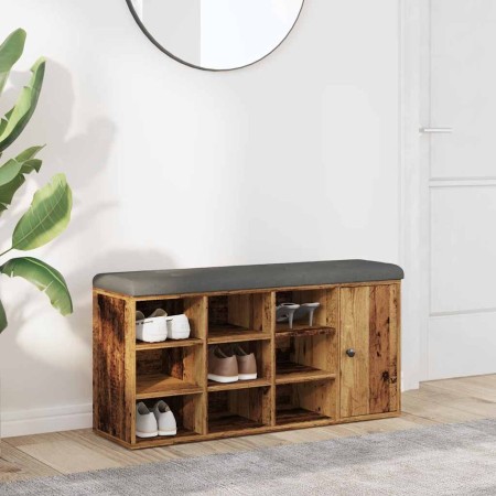 Banco zapatero madera de ingeniería madera vieja 102x32x50 cm en Bancos para recibidores y almacenamiento | Comprar online en Fo