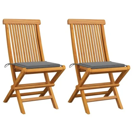 Garden chairs 2 units with gray teak wood cushions by vidaXL, Garden chairs - Ref: Foro24-3062461, Price: 148,58 €, Discount: %