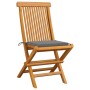 Sillas de jardín 2 uds con cojines gris madera de teca de vidaXL, Sillas de jardín - Ref: Foro24-3062461, Precio: 143,65 €, D...