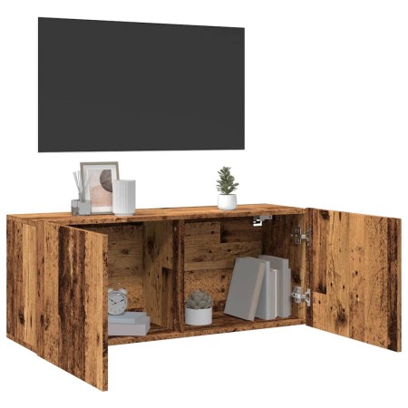 Mueble de TV de pared madera envejecida 100x30x41 cm en Muebles TV | Comprar online en Foru.es