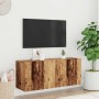 Mueble de TV de pared madera envejecida 100x30x41 cm en Muebles TV | Comprar online en Foru.es
