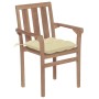 Sillas de jardín 2 unidades madera de teca con cojines crema de vidaXL, Sillas de jardín - Ref: Foro24-3062225, Precio: 260,0...