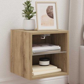 Mueble de TV de pared con luces LED roble artisian 30x28,5x30cm en Muebles TV | Comprar online en Foru.es