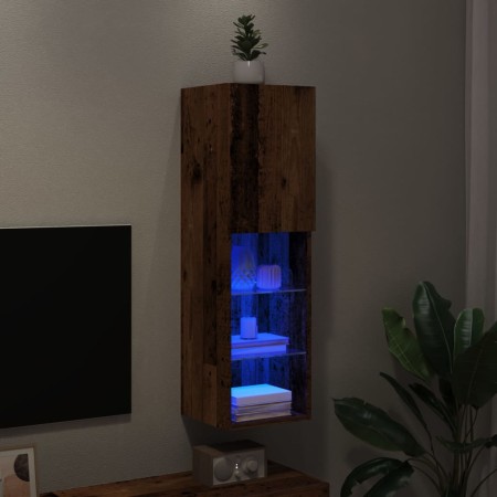 Mueble para TV con luces LED madera envejecida 30,5x30x102 cm en Muebles TV | Comprar online en Foru.es