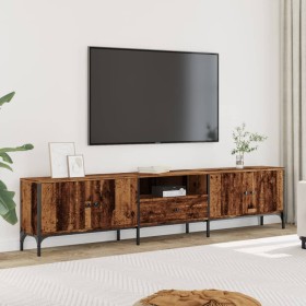 Mueble TV con cajón madera ingeniería envejecida 200x25x44 cm en Muebles TV | Comprar online en Foru.es