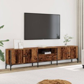 Mueble TV con cajón madera ingeniería envejecida 200x25x44 cm en Muebles TV | Comprar online en Foru.es
