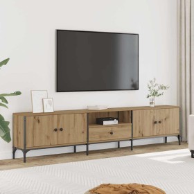 Mueble TV cajón madera ingeniería roble artesanal 200x25x44 cm en Muebles TV | Comprar online en Foru.es