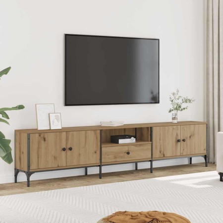 Mueble TV cajón madera ingeniería roble artesanal 200x25x44 cm en Muebles TV | Comprar online en Foru.es