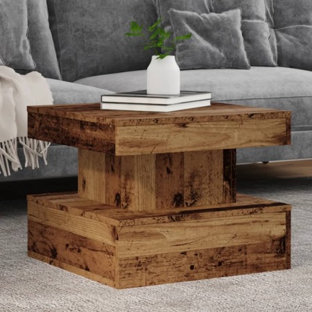 Mesa de centro con luces LED madera envejecida 50x50x40 cm en Mesas de centro | Comprar online en Foru.es