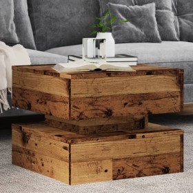 Mesa de centro con luces LED madera envejecida 50x50x40 cm en Mesas de centro | Comprar online en Foru.es