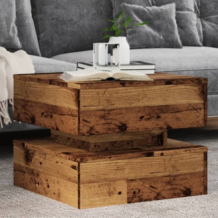 Mesa de centro con luces LED madera envejecida 50x50x40 cm en Mesas de centro | Comprar online en Foru.es