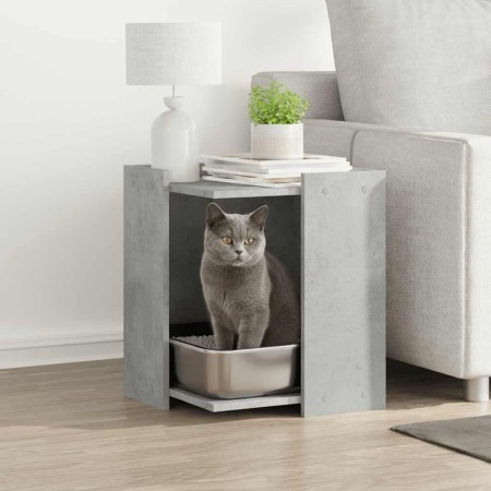 Mueble arenero de gatos madera gris hormigón 42x42x51 cm en Mobiliario para gatos | Comprar online en Foru.es