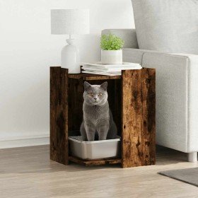 Mueble arenero para gatos madera roble ahumado 42x42x51 cm en Mobiliario para gatos | Comprar online en Foru.es