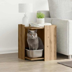 Mueble arenero para gatos madera roble artisian 42x42x51 cm en Mobiliario para gatos | Comprar online en Foru.es