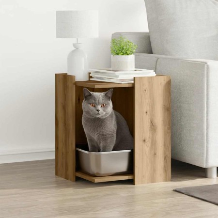 Mueble arenero para gatos madera roble artisian 42x42x51 cm en Mobiliario para gatos | Comprar online en Foru.es