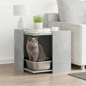 Mueble arenero de gatos madera gris hormigón 53x53x51 cm en Mobiliario para gatos | Comprar online en Foru.es