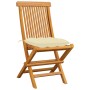Sillas de jardín 4 uds madera de teca con cojines blanco crema de vidaXL, Sillas de jardín - Ref: Foro24-3062585, Precio: 257...
